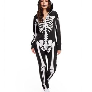 Adult Skeleton Costume Onesie (Design on Front and Back)! Size Medium